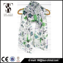 Free sample spring thin 100 polyester scarf with colorful printing